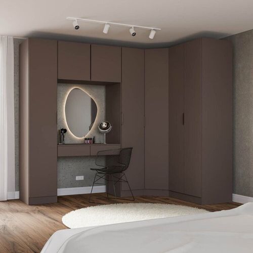 Guarda-Roupa Modulado de Canto Obliquo 6 Peças 7 Portas Orion CabeCasa MadeiraOriginals Mocha