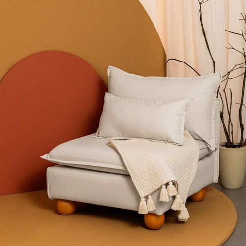 Sofá Modular com Encosto Pé Bolinha Sôma CabeCasa MadeiraOriginals Bege Natural Natural
