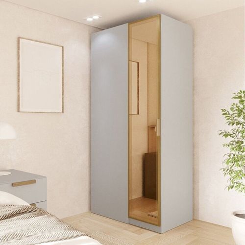 Guarda Roupa Linear 1 Porta Reflecta Jade CabeCasa MadeiraOriginals Cinza Urbano