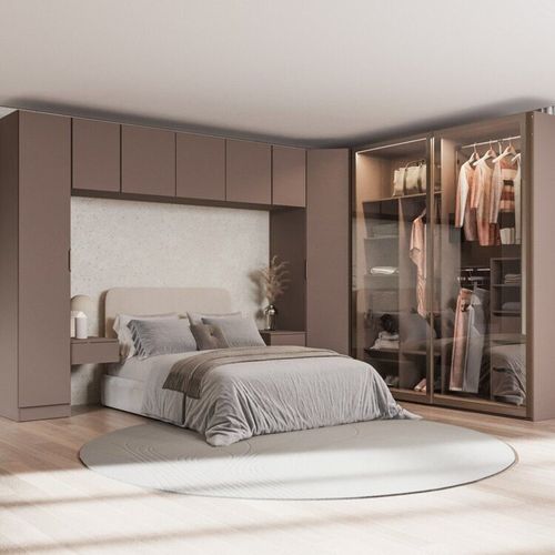 Guarda-Roupa Modulado de Canto Obliquo 8 Peças 9 Portas Reflectas Orion CabeCasa MadeiraOriginals Mocha