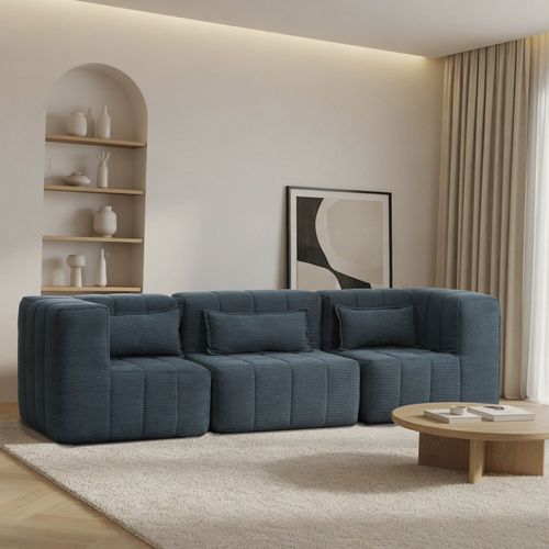 Sofá Modular 3 Lugares Easybox Cabecasa Madeiraoriginals Cotelê Verde Escuro Cotelê Verde Escuro