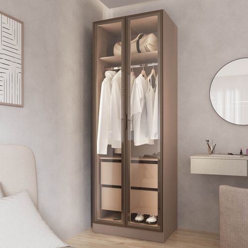 Guarda Roupa Modulado 100% Mdf 2 Portas Reflecta Orion Cabecasa Madeiraoriginals Mocha