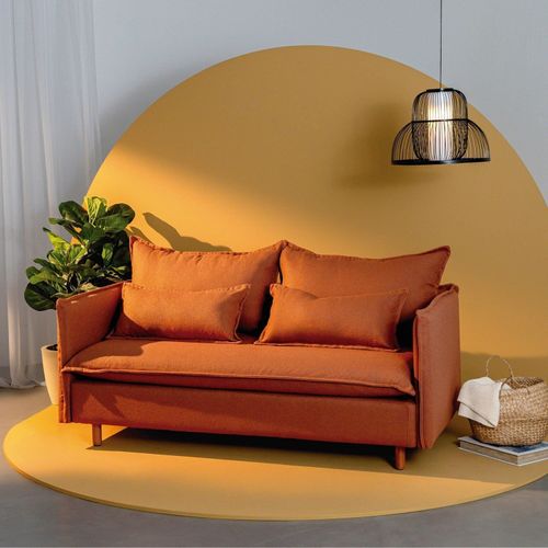 Sofá Modular 2 Lugares Pé Madeira Sôma CabeCasa MadeiraOriginals Marrom Mocha Mousse Mocha Mousse