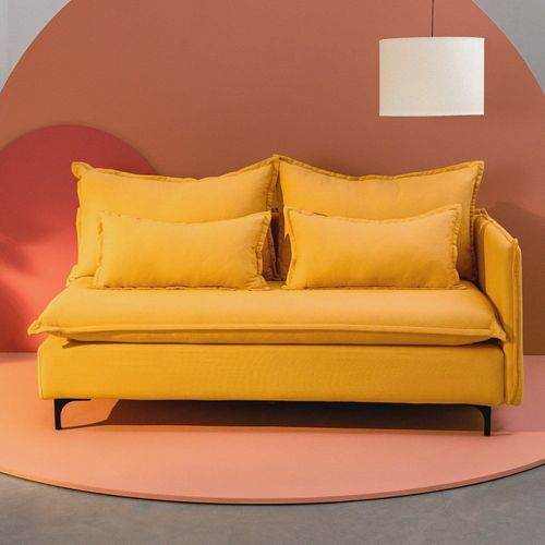 Sofá Modular 2 Lugares Braço Lateral com Pé Metal Sôma CabeCasa MadeiraOriginals Amarelo Mostarda Mostarda