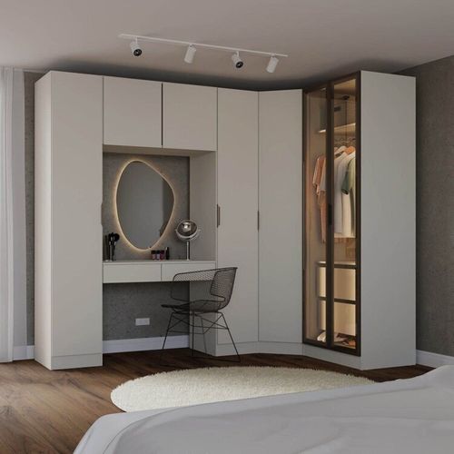 Guarda-Roupa Modulado de Canto Obliquo 6 Peças 7 Portas Reflectas Orion CabeCasa MadeiraOriginals Aveia