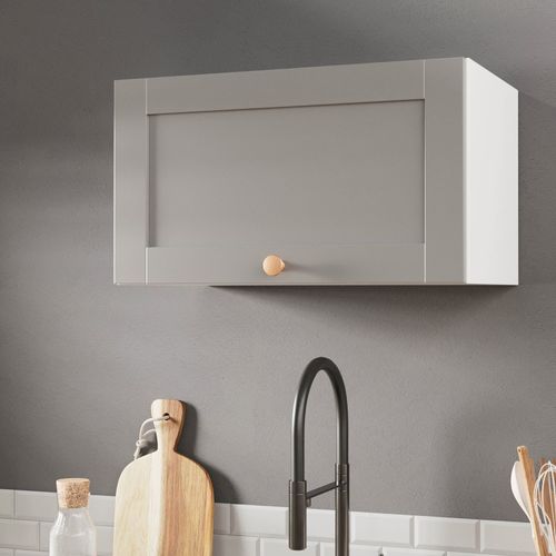 Armário Aéreo 1 Porta Basculante 60cm Arizona CabeCasa MadeiraOriginals Branco/Cinza