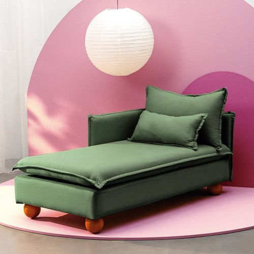 Sofá Modular Chaise Braço Lateral com Pé Bolinha Sôma CabeCasa MadeiraOriginals Verde