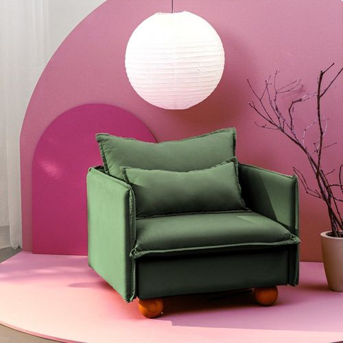 Poltrona com Pé Bolinha Sôma CabeCasa MadeiraOriginals Verde Verde