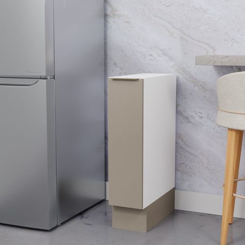 Balcão Porta Tempero 20cm sem Tampo com Rodapé Ipanema CabeCasa MadeiraOriginals Fendi Trama/Branco