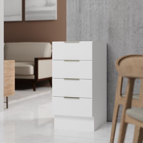Balcão 4 Gavetas 40cm sem Tampo com Rodapé Ipanema CabeCasa MadeiraOriginals Branco