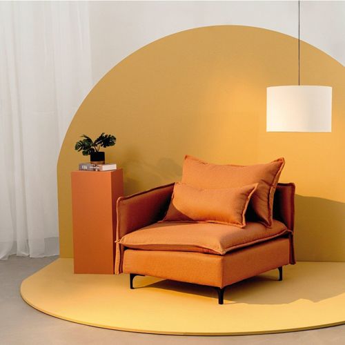 Sofá Modular Braço Lateral com Pé Metal Sôma CabeCasa MadeiraOriginals Marrom Mocha Mousse Mocha Mousse
