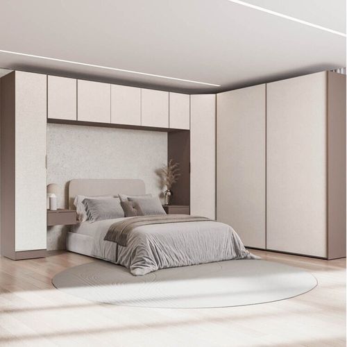 Guarda-Roupa Modulado de Canto Obliquo 8 Peças 9 Portas Orion CabeCasa MadeiraOriginals Mocha/Linho