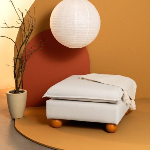 Puff Modular com Pé Bolinha Sôma CabeCasa MadeiraOriginals Bege Natural Natural