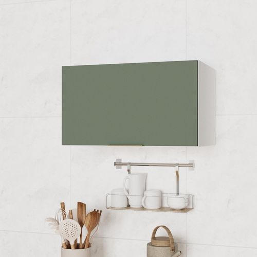 Armário Aéreo 1 Porta Basculante 60cm Ipanema CabeCasa MadeiraOriginals Verde Folha/Branco