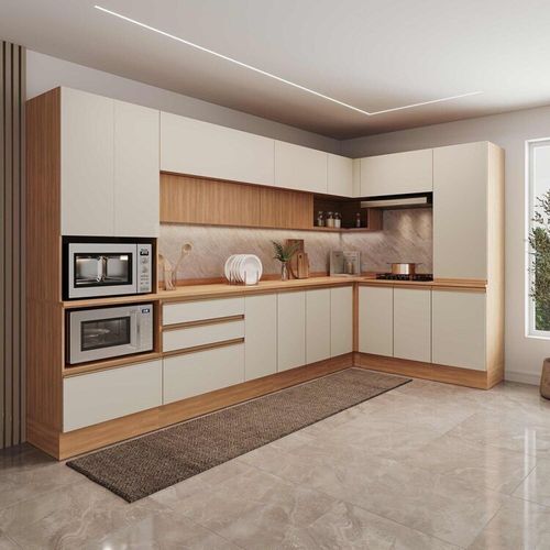 Cozinha Modulada 10 Peças Armários Balcões Torre Quente e Paneleiro Aroeira CabeCasa MadeiraOriginals Cinza Sereno