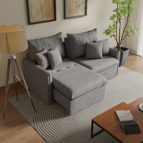 Sofá Cama Retrátil e Reclinável 200cm Colibri CabeCasa MadeiraOriginals Prata Prata
