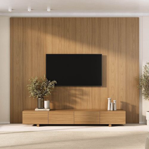 Rack com Painel para TV até 86 Polegadas 280cmx250cm Liso Aruá CabeCasa MadeiraOriginals Marrom Jatobá Jatoba