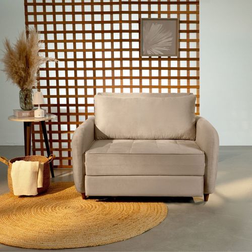 Sofá Cama Solteiro 105cm Mode CabeCasa Madeiraoriginals Bege Bege