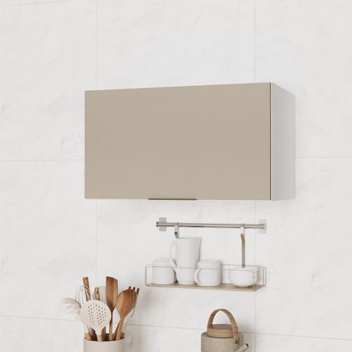 Armário Aéreo 1 Porta Basculante 60cm Ipanema CabeCasa MadeiraOriginals Fendi Trama/Branco