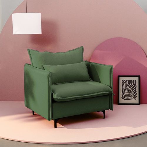 Poltrona com Pé Metal Sôma CabeCasa MadeiraOriginals Verde Verde