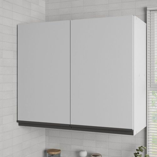 Armário Aéreo 2 Portas 70cm Nara CabeCasa MadeiraOriginals Cinza Claro