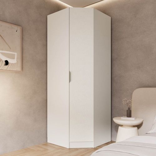 Guarda Roupa Modulado 100% Mdf de Canto Oblíquo Orion Cabecasa Madeiraoriginals Aveia/Linho