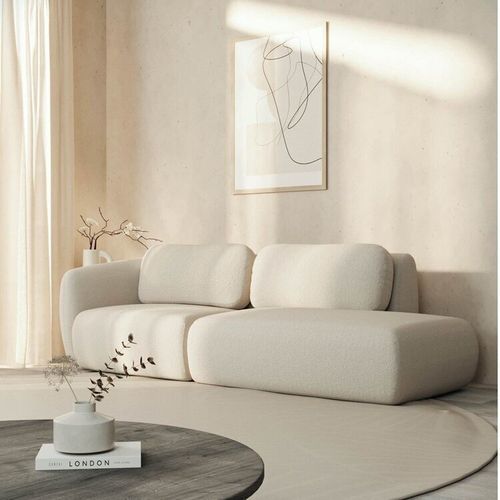 Sofá Modular 2 Lugares Com Sumiê Orla CabeCasa MadeiraOriginals Bege Espuma Do Mar Espuma do Mar