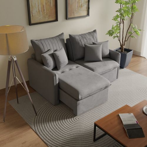 Sofá Cama Retrátil e Reclinável 180cm Colibri CabeCasa MadeiraOriginals Prata