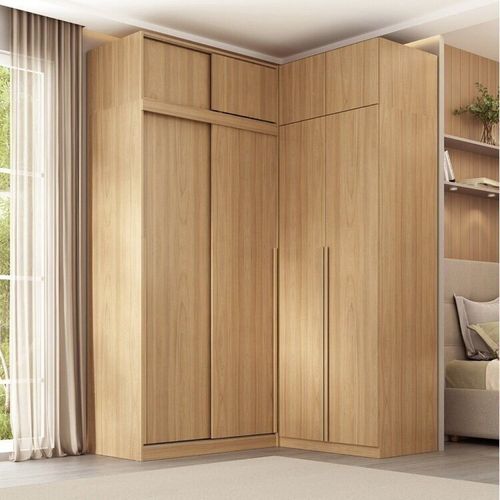 Guarda-roupa Modular de Canto 4 Peças 8 Portas com 4 Portas de Correr Jade CabeCasa MadeiraOriginals Avelã