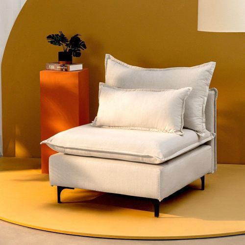 Sofá Modular com Encosto Pé Metal Sôma CabeCasa MadeiraOriginals Bege Natural Natural