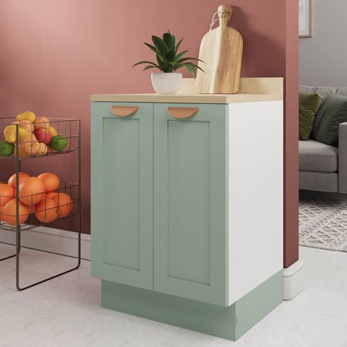 Balcão 2 Portas 60cm com Tampo Arizona CabeCasa MadeiraOriginals Menta/Branco