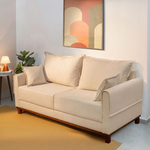 Sofá 3 Lugares 200cm Ananda CabeCasa MadeiraOriginals Bege Bege