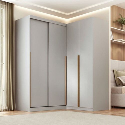 Guarda-roupa Modular de Canto 2 Peças 2 Portas com 2 Portas de Correr Jade CabeCasa MadeiraOriginals Cinza Urbano