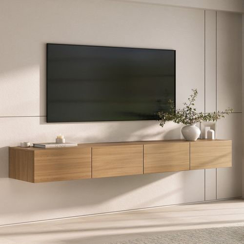 Rack Suspenso para TV até 75 Polegadas 210cm Aruá CabeCasa MadeiraOriginals Marrom Jatobá Jatoba