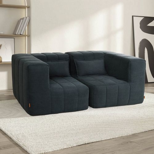 Sofá Modular 2 Lugares com Braços Laterais Easybox Cabecasa Madeiraoriginals Cotelê Verde Escuro Cotelê Verde Escuro