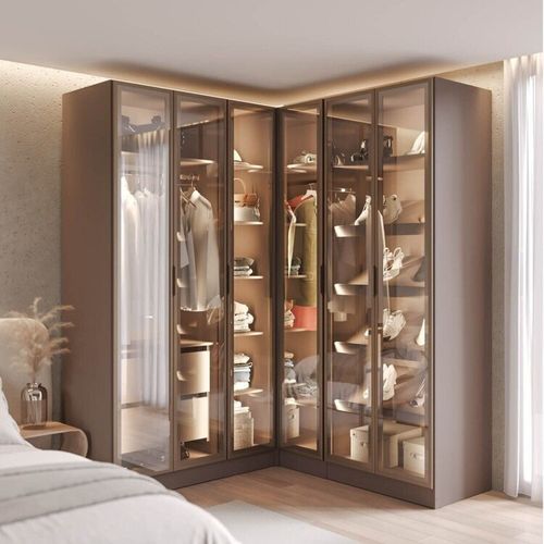 Guarda Roupa Modulado de Canto Linear 4 Peças 6 Portas Reflectas Orion CabeCasa MadeiraOriginals Mocha