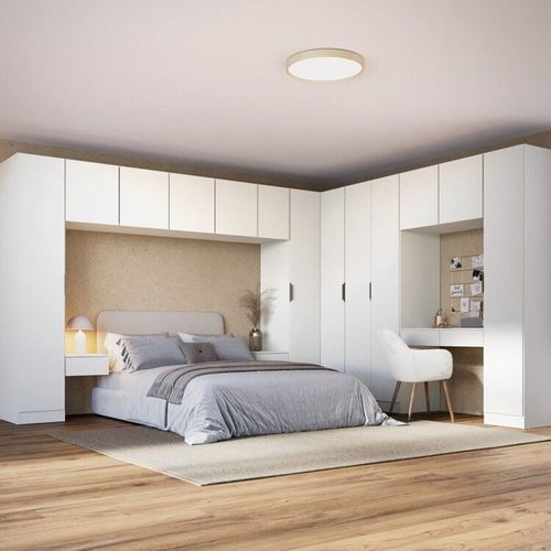 Guarda-roupa Modulado de Canto Linear 12 Peças com 13 Portas Orion CabeCasa MadeiraOriginals Aveia