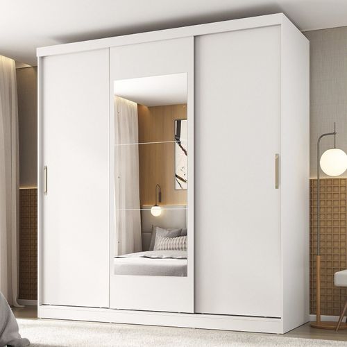 Guarda-Roupa 3 Portas com Espelho Araçá CabeCasa MadeiraOriginals Branco