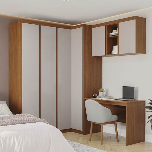 Guarda-Roupa Modulado 7 Peças 6 Portas Arani CabeCasa MadeiraOriginals Cinamomo/ Off White