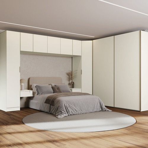 Guarda-Roupa Modulado de Canto Obliquo 8 Peças 9 Portas Orion CabeCasa MadeiraOriginals Aveia