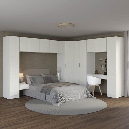 Guarda-roupa Modulado de Canto Obliquo 11 Peças com 12 Portas Orion CabeCasa MadeiraOriginals Aveia/Linho