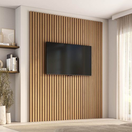 Painel Ripado para TV até 75 Polegadas 200cmx250cm Aruá CabeCasa MadeiraOriginals Marrom Jatobá Jatoba