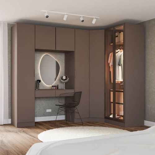 Guarda-Roupa Modulado de Canto Obliquo 6 Peças 7 Portas Reflectas Orion CabeCasa MadeiraOriginals Mocha