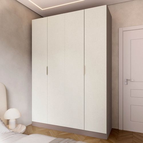 Guarda Roupa Modulado 100% Mdf 4 Portas Orion Cabecasa Madeiraoriginals Mocha/Linho