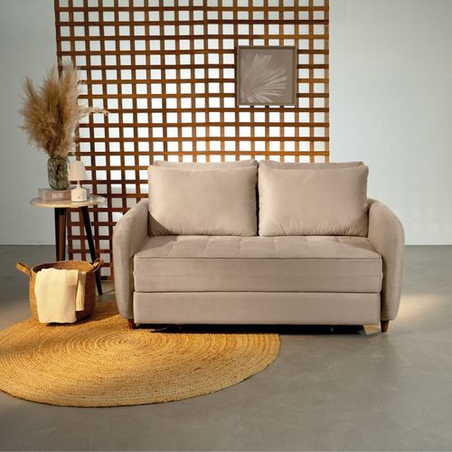 Sofá Cama Casal 150cm Mode CabeCasa MadeiraOriginals Bege Bege