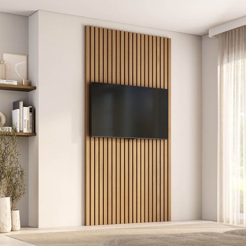 Painel Ripado para TV até 48 Polegadas 120cmx250cm Aruá CabeCasa MadeiraOriginals Marrom Jatobá Jatoba