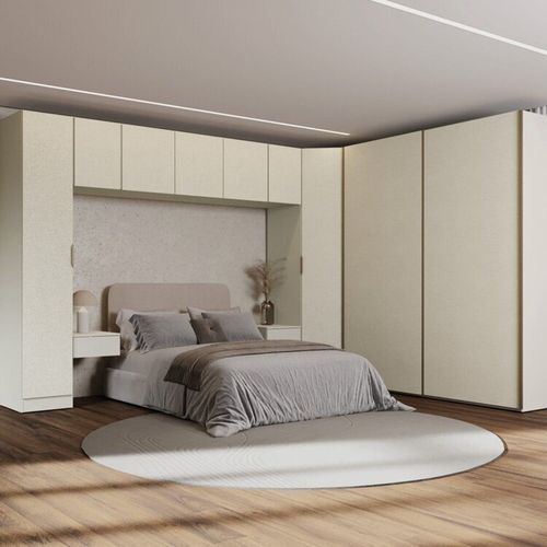 Guarda-Roupa Modulado de Canto Obliquo 8 Peças 9 Portas Orion CabeCasa MadeiraOriginals Aveia/Linho