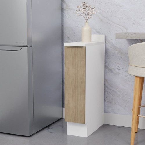 Balcão Porta Tempero 20cm com Tampo com Rodape Ipanema CabeCasa MadeiraOriginals Acácia/Branco