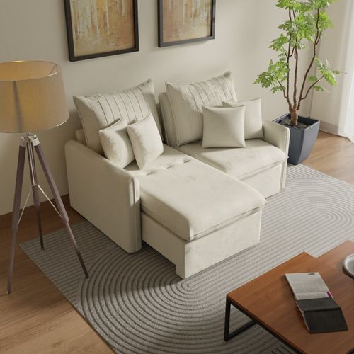 Sofá Cama Retrátil e Reclinável 180cm Colibri CabeCasa MadeiraOriginals Bege Bege