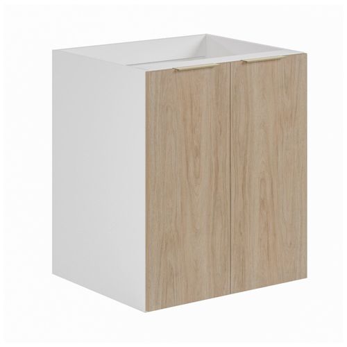 Balcão Suspenso 2 Portas 60cm sem Tampo Ipanema CabeCasa MadeiraOriginals Acácia/Branco